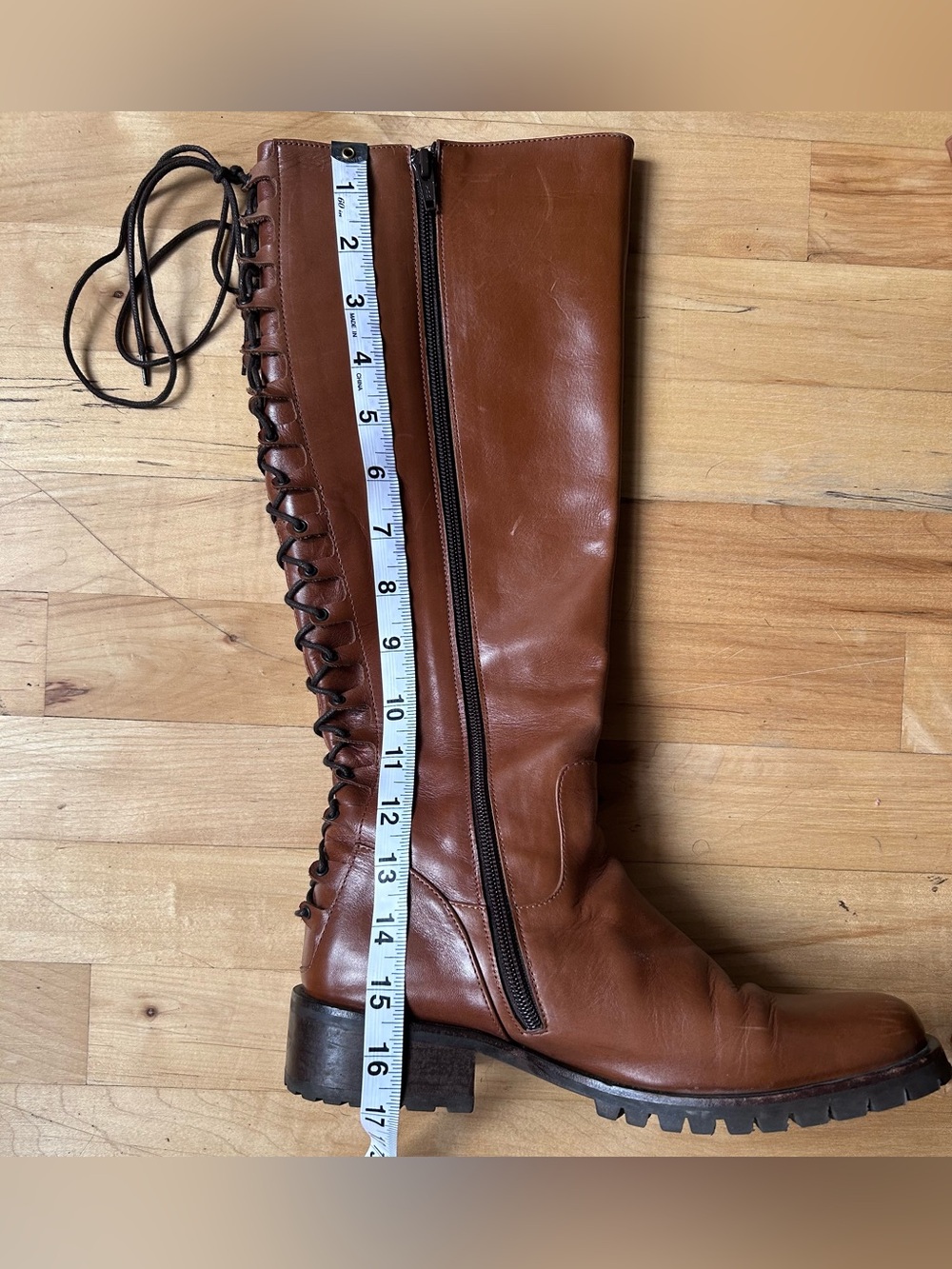 Giraudon Brown Lace-Up Knee-High Boots Size 8 - Picture 4 of 7